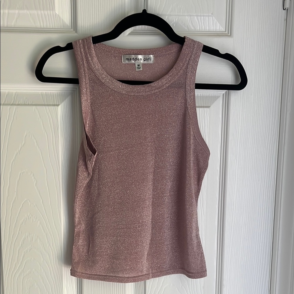 Madden Girl Sparkly M Pink Fitted Top